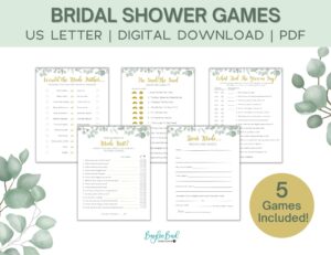 Bridal Shower Games Printable Eucalyptus Theme