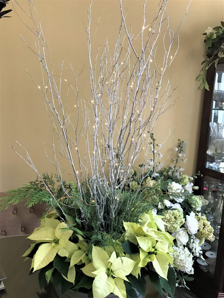 White Poinsettia Centerpiece