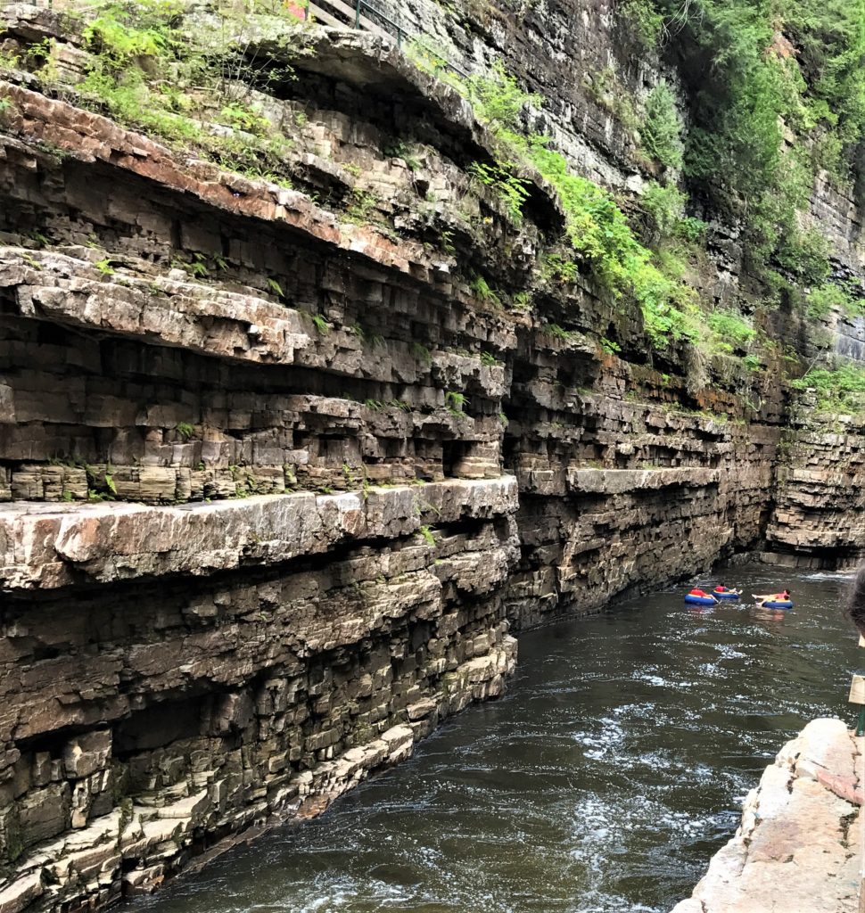 Tubing down Ausable Chasm