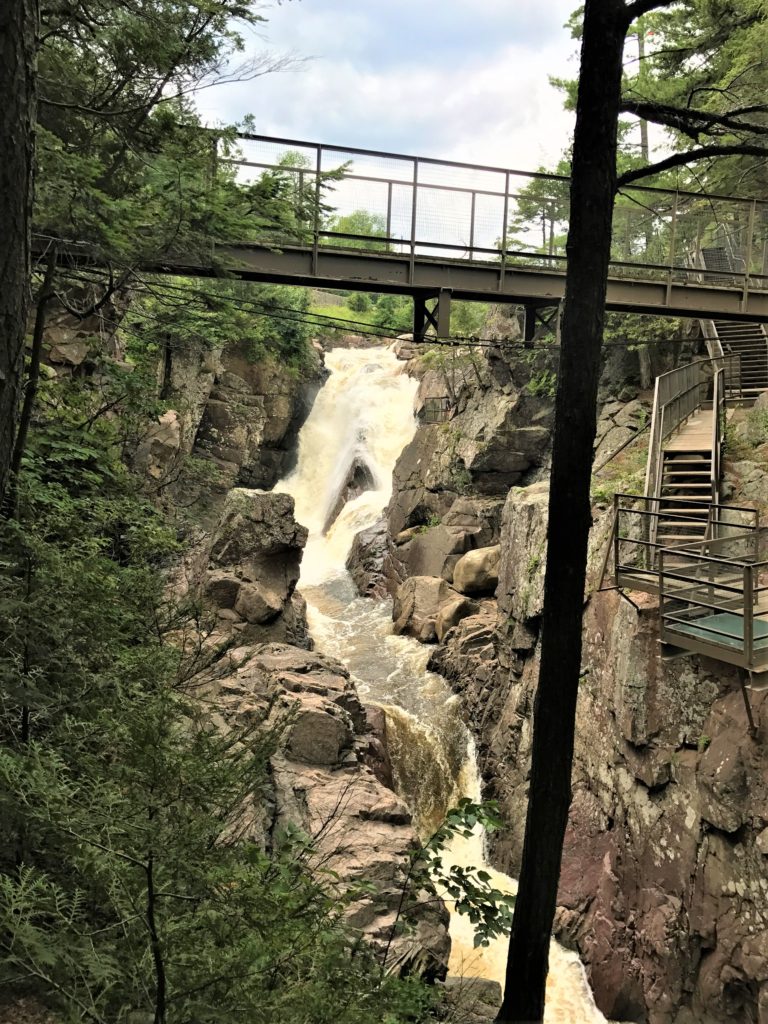 Waterfall and Walkway at High Falls Gorge
