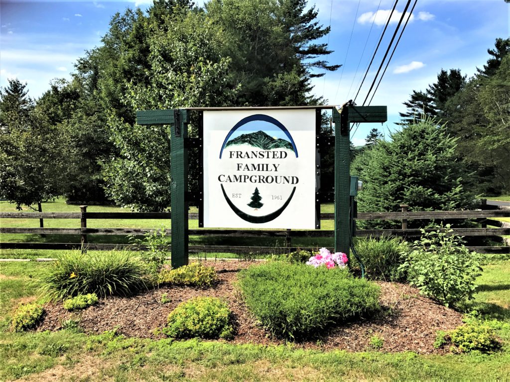 Fransted Family Campground Welcome Sign