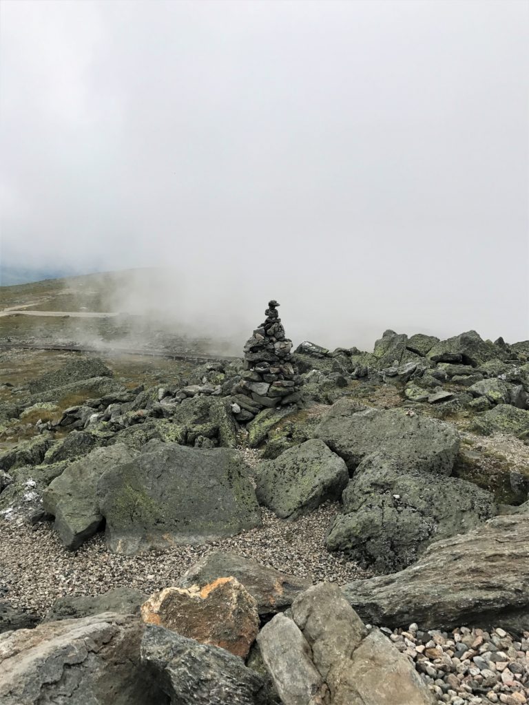 Hikers create towers to mark the trail up Mt. Washington
