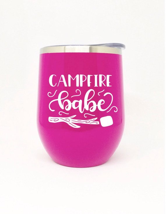 Campfire Babe Wine Glass