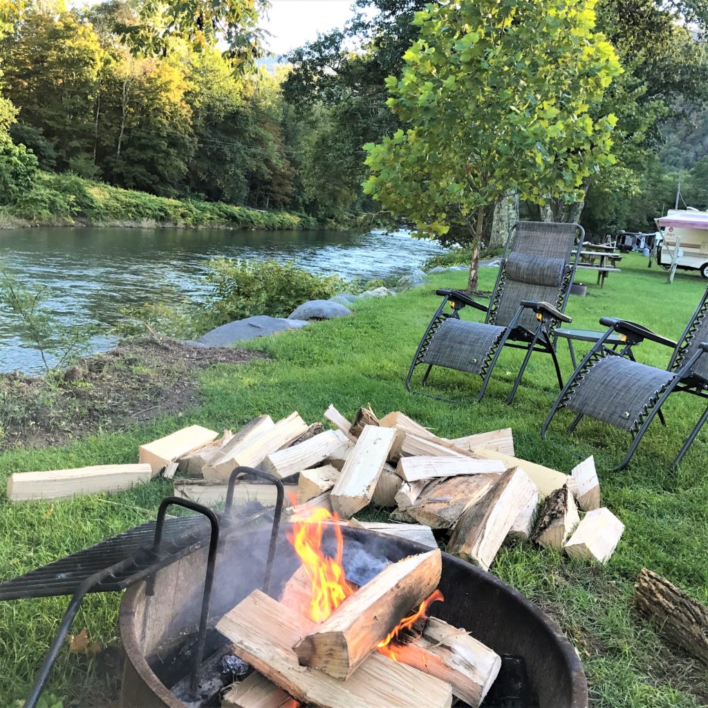 Relaxing at the firepit at the campground