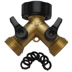 IPOW Solid Brass Body Backyard 2 Way Y Valve Garden Hose Connector