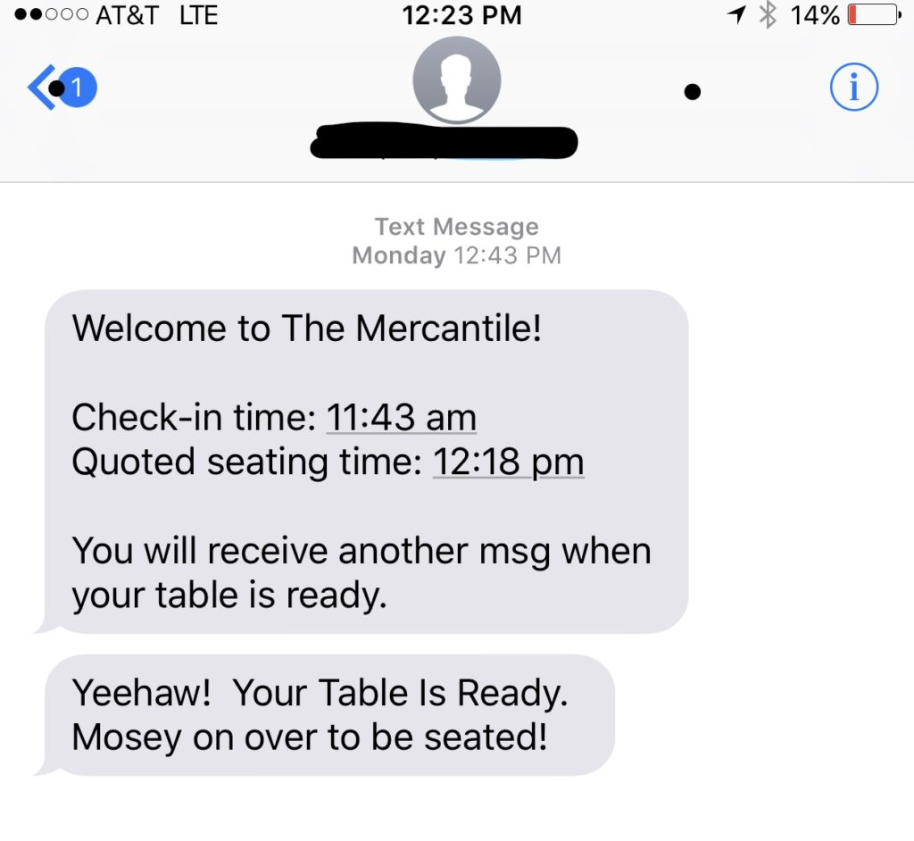 Pioneer Woman Mercantile Text Message