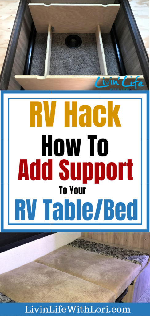 Here's our RV Hack to add support to your RV Table/Bed. The RV Dining Table is only made out of press board. See how we built a frame to support the RV Table/Bed! #RV #RVing #RVhack #RVcamping