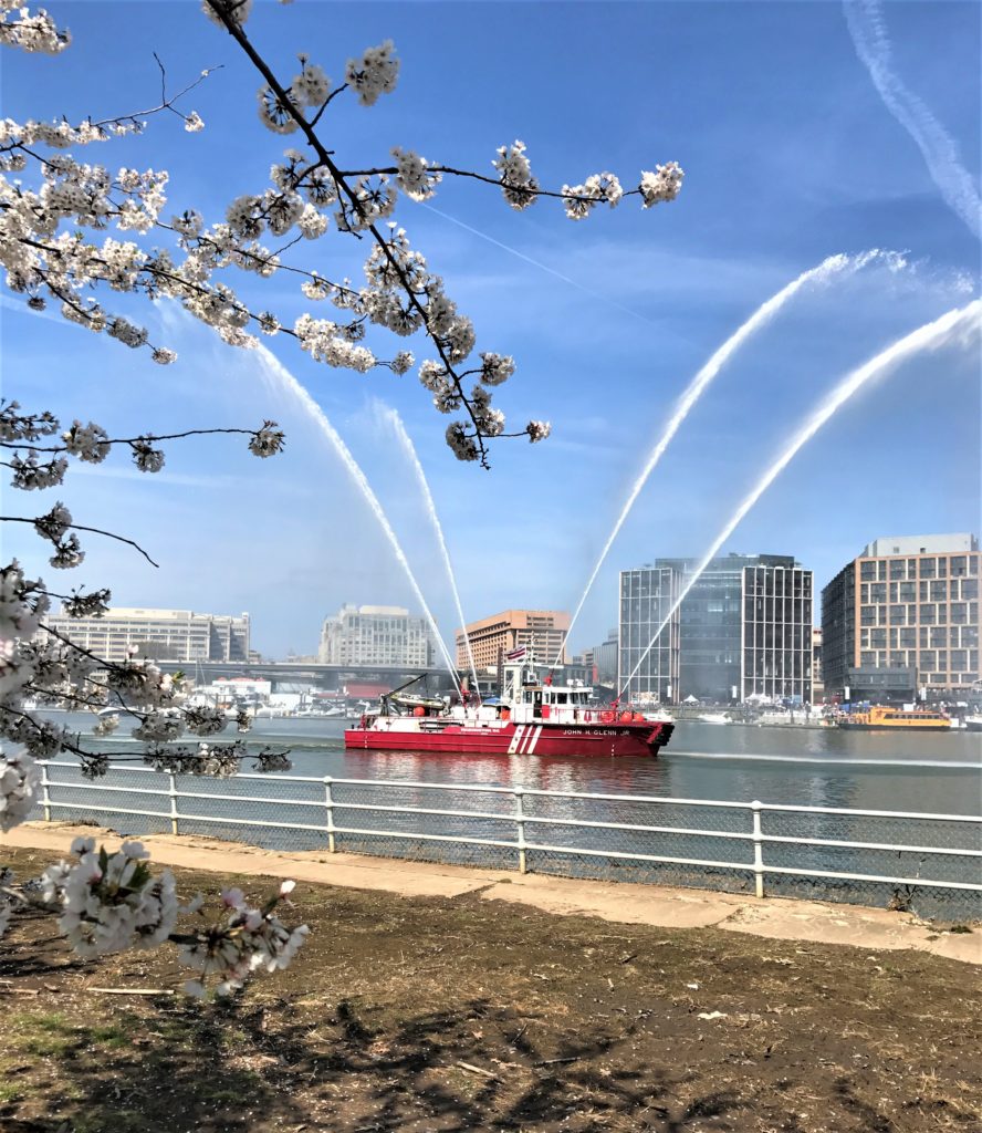 Watching the Fire Boat in the Potomac spray water