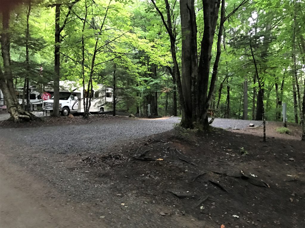 RV campground site with gravel at Old Forge Camping Resort