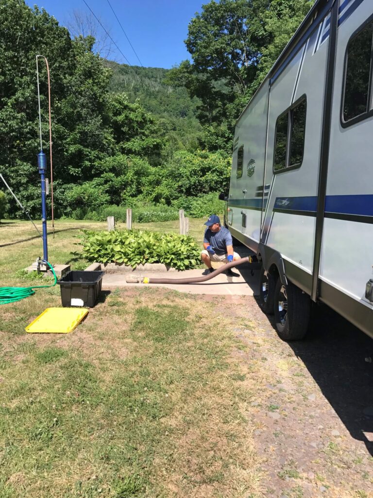 Emptying black tank at campground