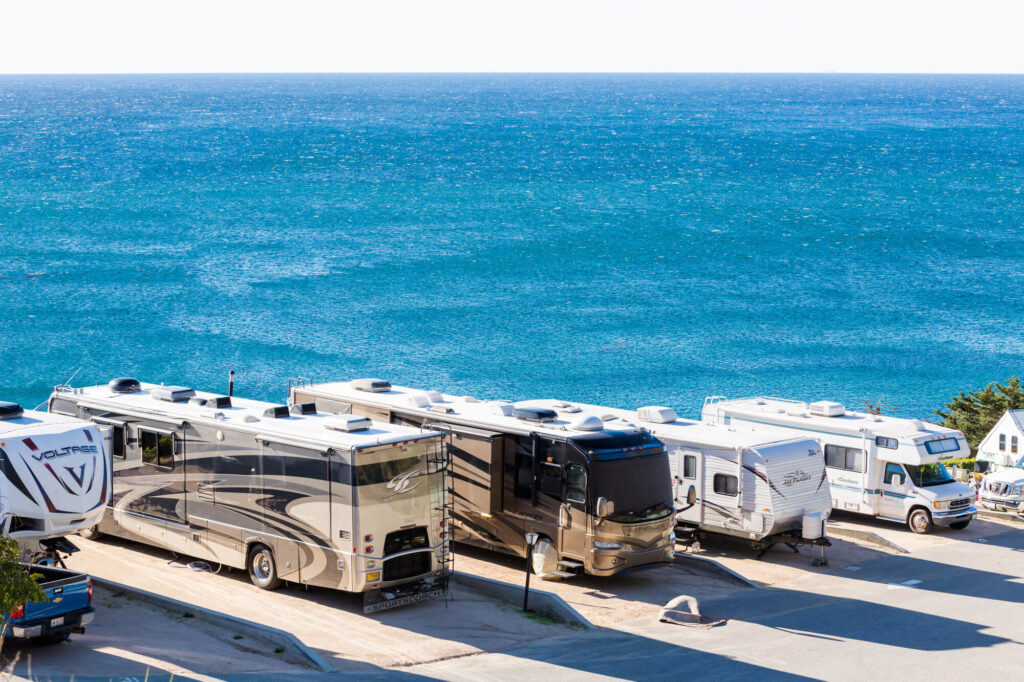 RV camping by the ocean