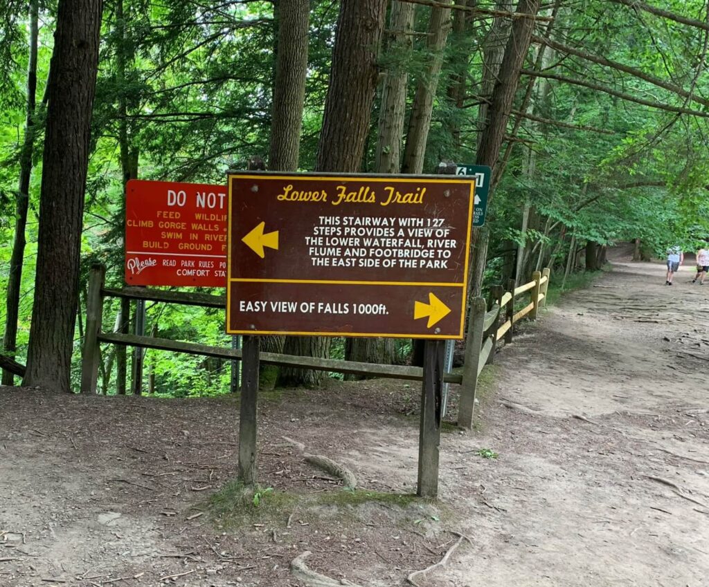sign at start of Lower Falls
