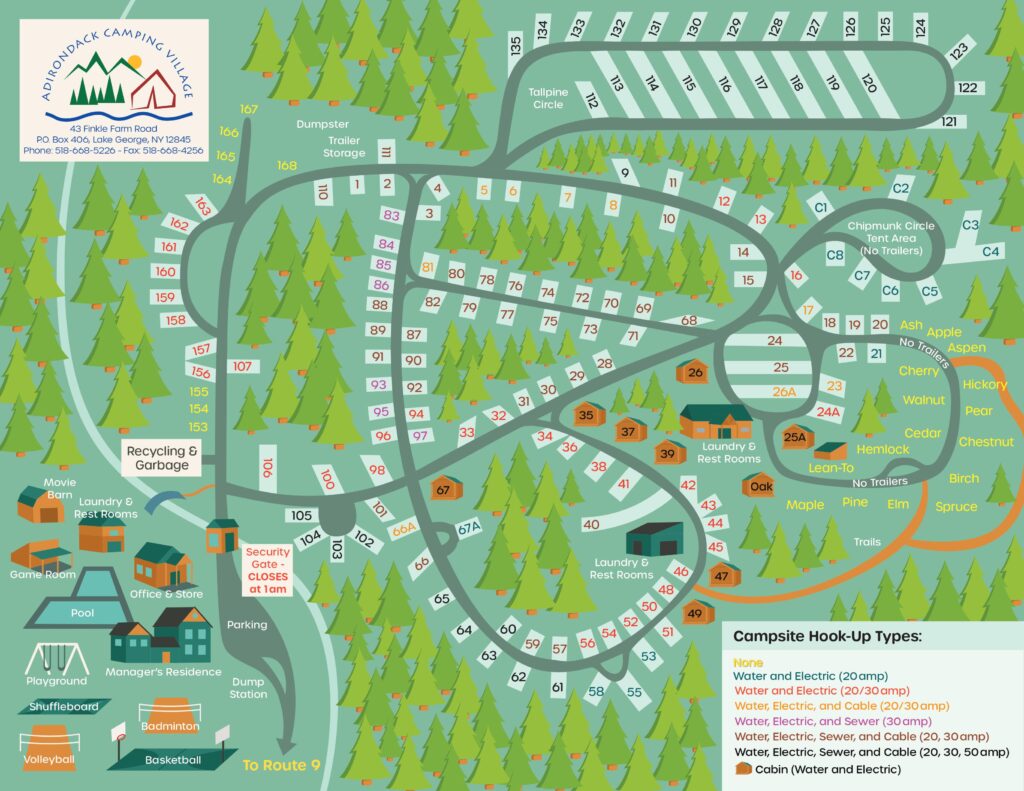 Adirondack Camping Village Campground Map