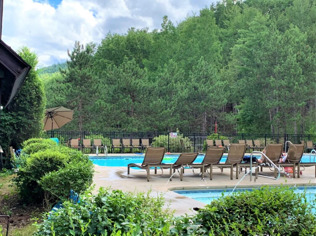 Heated pools at Adirondack Camping Village