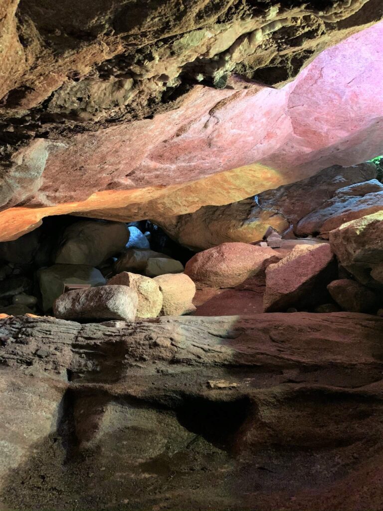 inside cave at natural stone bridge and caves