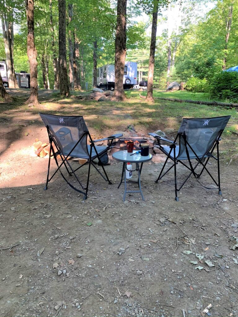 Morning coffee by the campfire