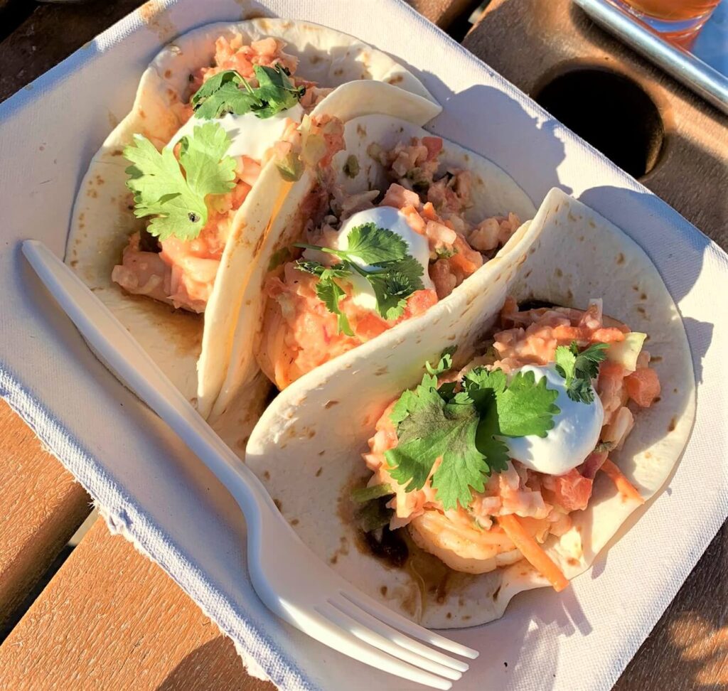 Shrimp Tacos at Dirt Farm Brewing