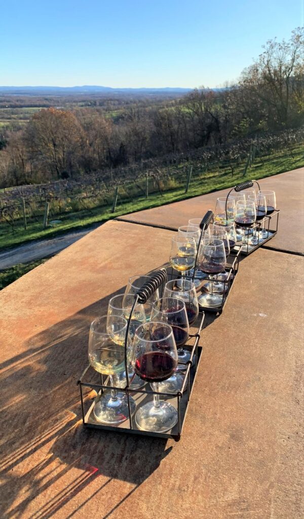 Wine tasting at Bluemont Vineyard