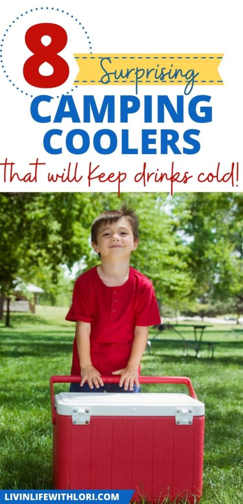 child with cooler at campground