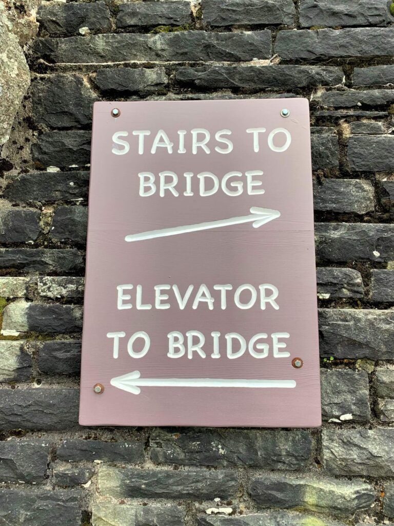 Stairs or Elevator to Swinging Bridge