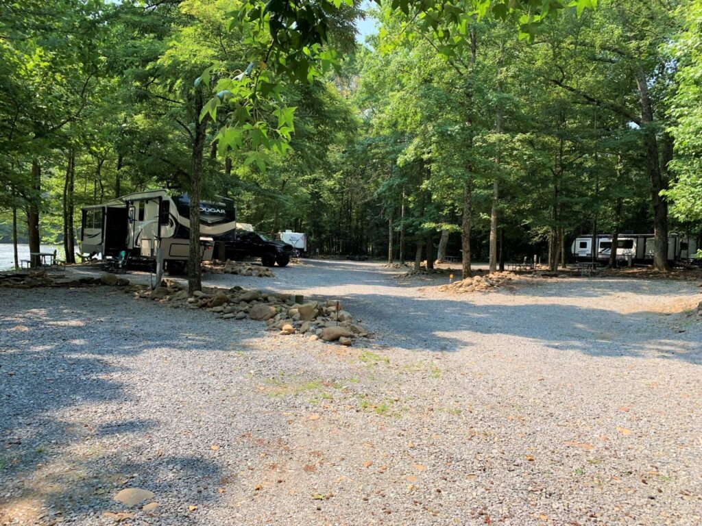 Large campsites at Jonesborough Cherokee NF KOA