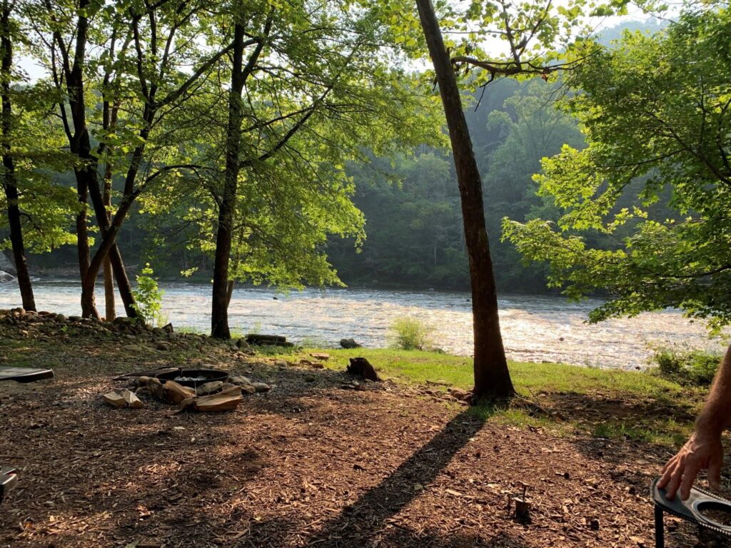 Camping by the Nolichucky River Tennessee