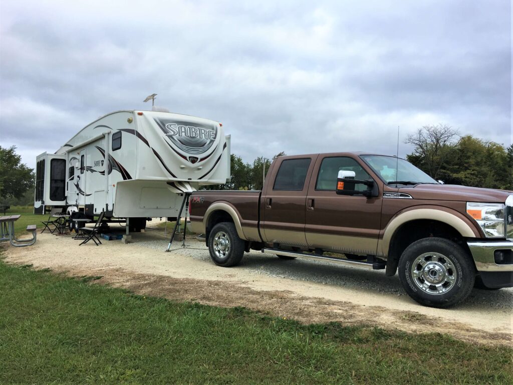 RV Camping with Fifth wheel travel trailer