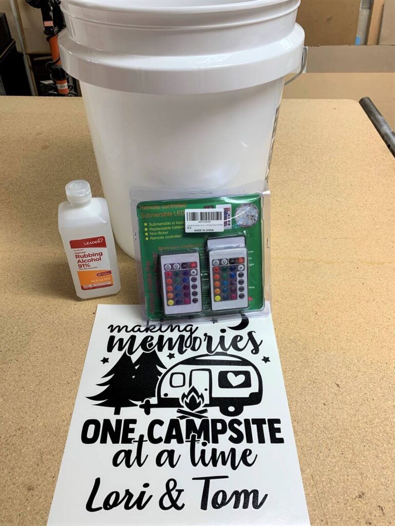 Materials to make Lighted Camp Bucket