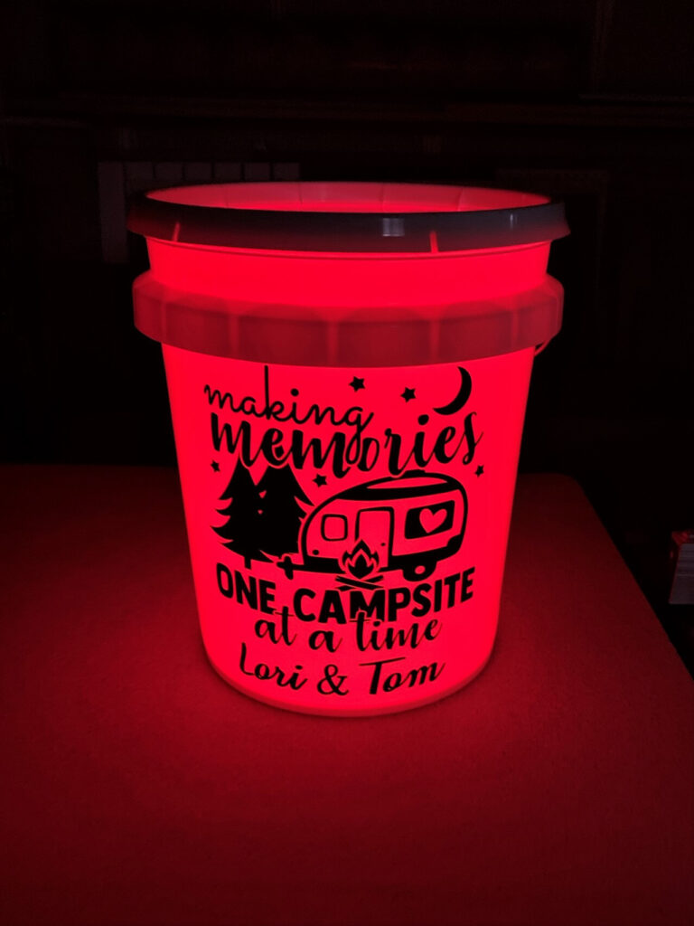 red camping light bucket