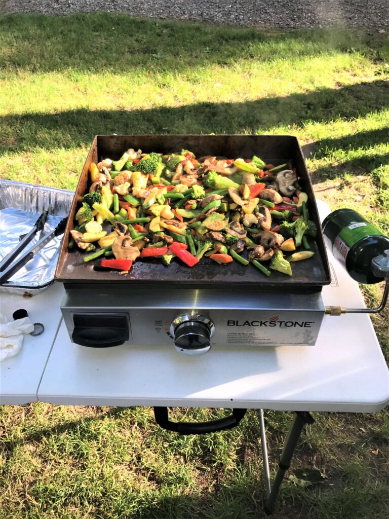 Blackstone Griddle grilling veggies