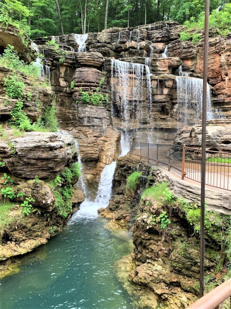 Stop to view waterfalls on the Branson Cave Tour