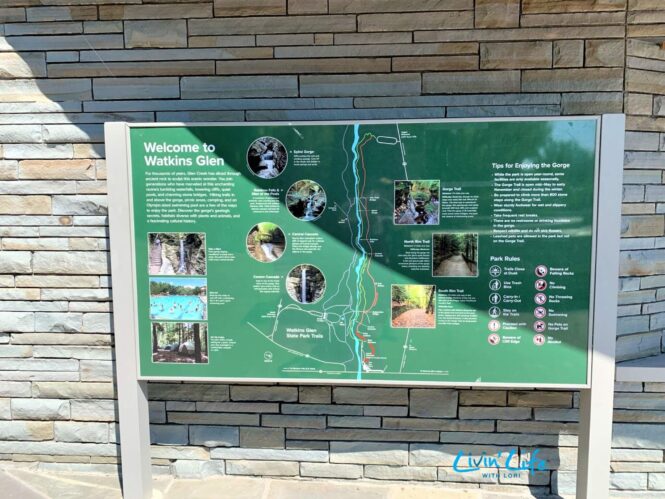 How To See Breathtaking Views When - Trail Map Signage At Watkins Glen State Park Entrance 665x499