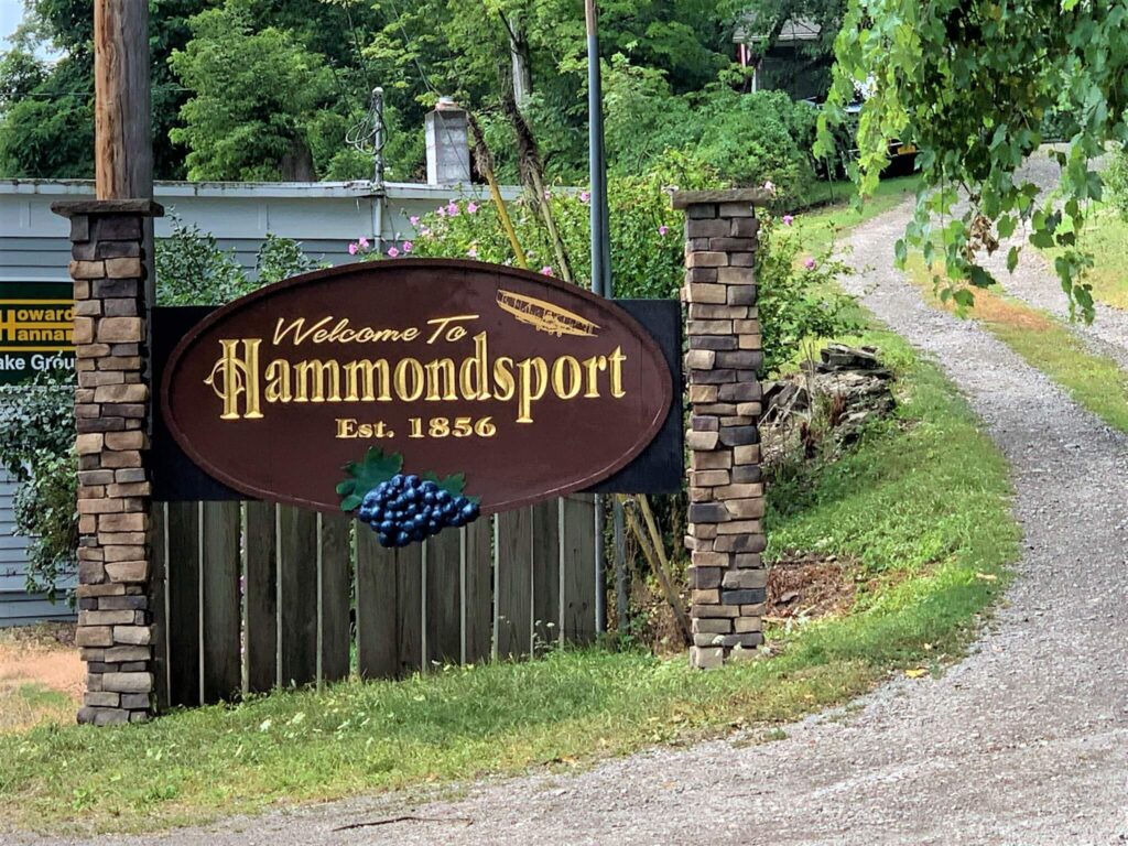 Welcome Sign At Hammondsport NY