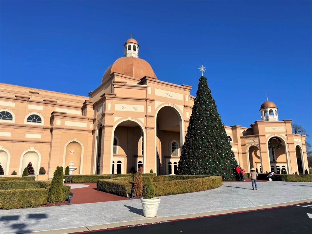 Sight and Sound Theater Entrance With Large Christmas Tree Branson Mo