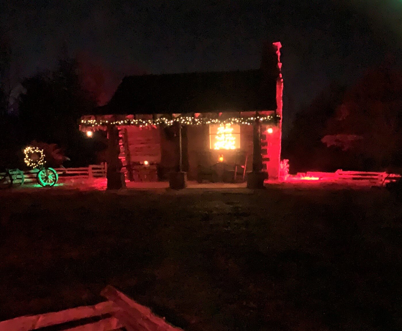 Christmas Lights On an Ozark Cabin on top of Baird Mountain Branson