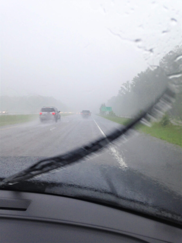 Driving in heavy rain