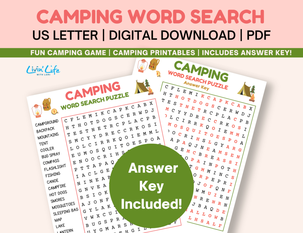 Printable Camping Word Search