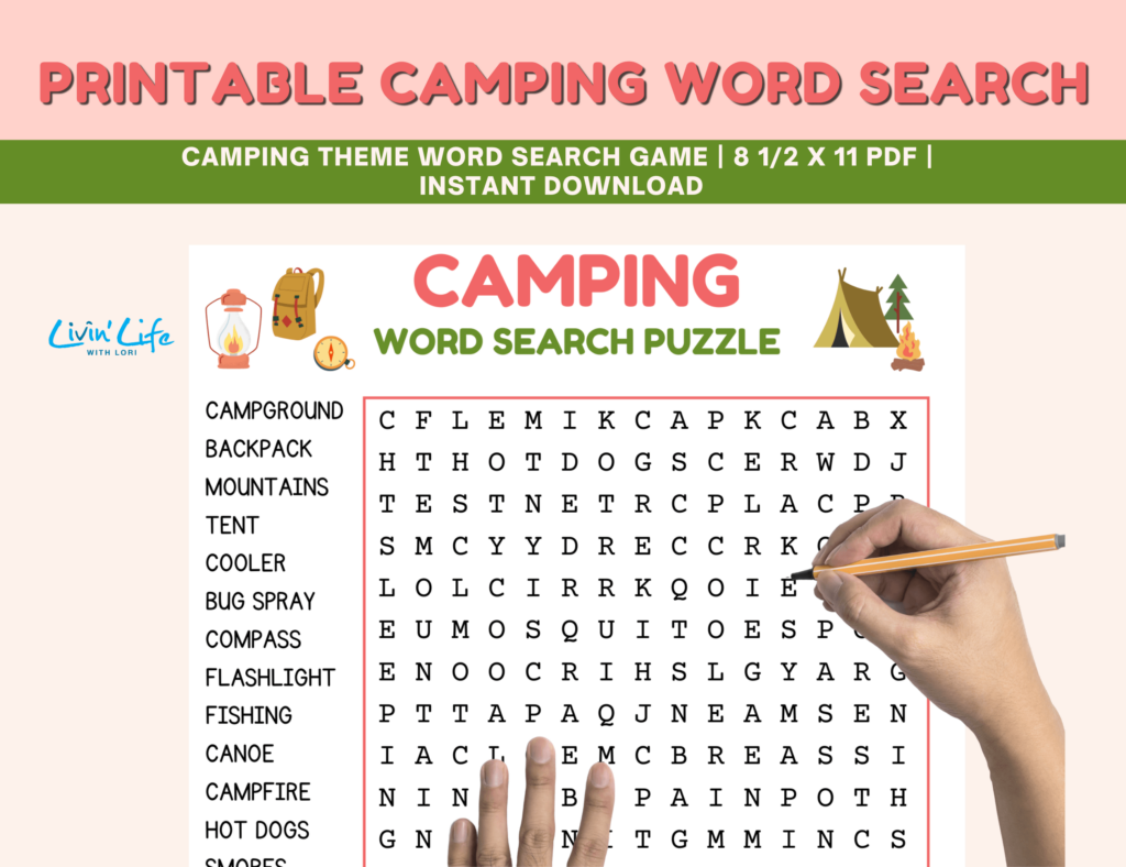 Camping Word Search Printable